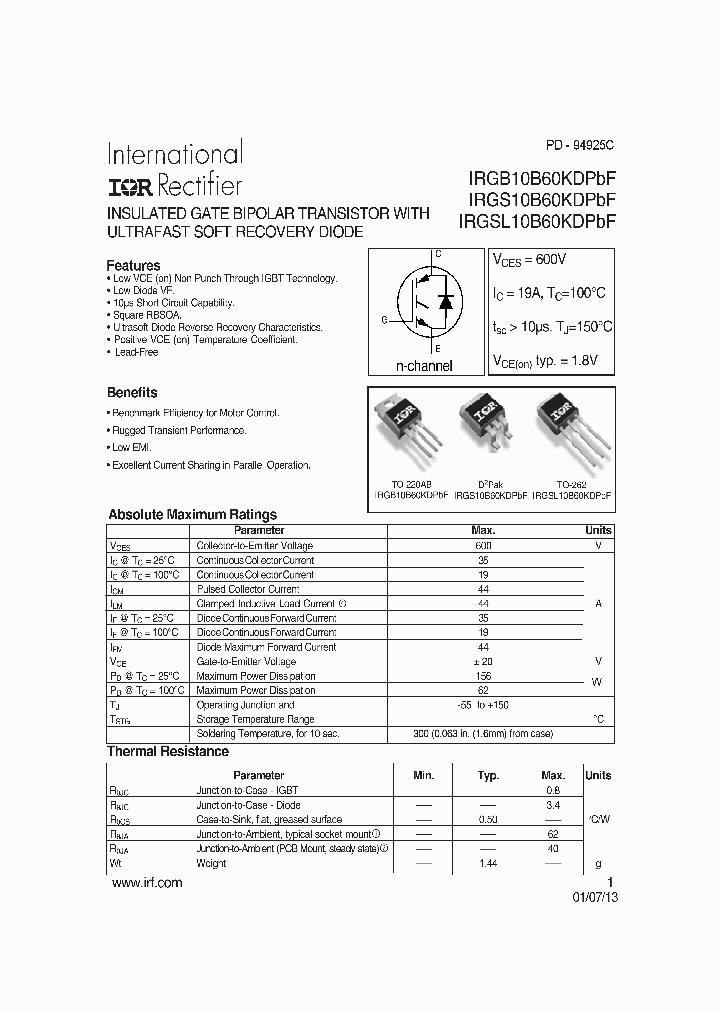 IRGS10B60KDPBF-15_8224053.PDF Datasheet