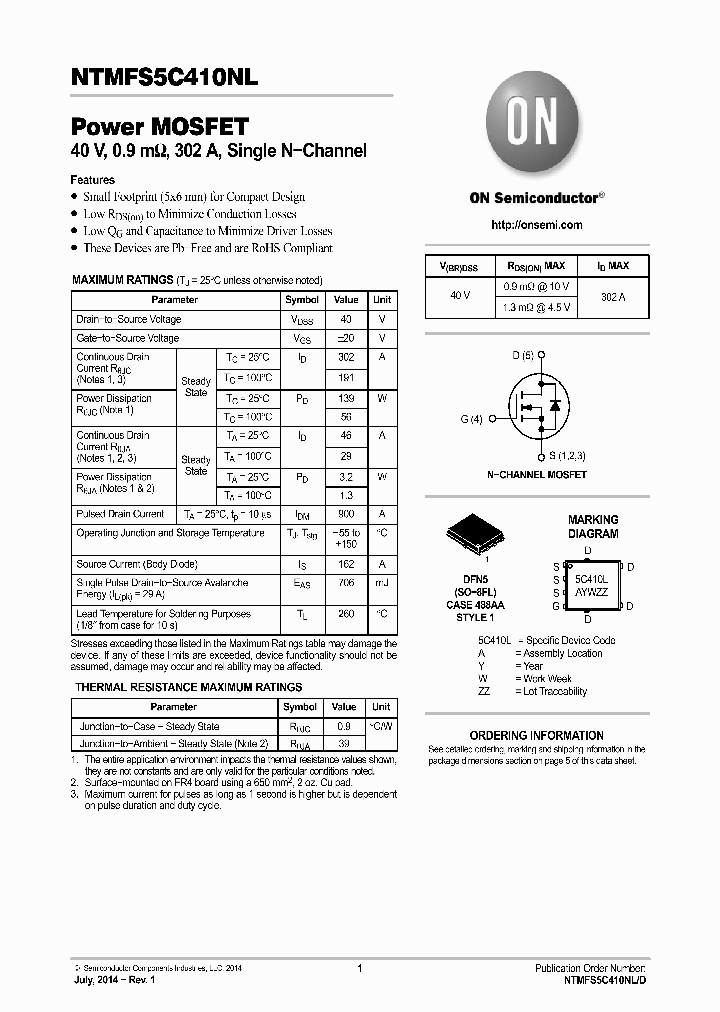 NTMFS5C410NL_8229614.PDF Datasheet