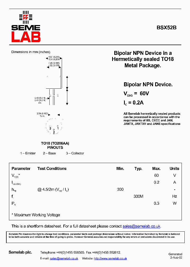 BSX52B_8235673.PDF Datasheet