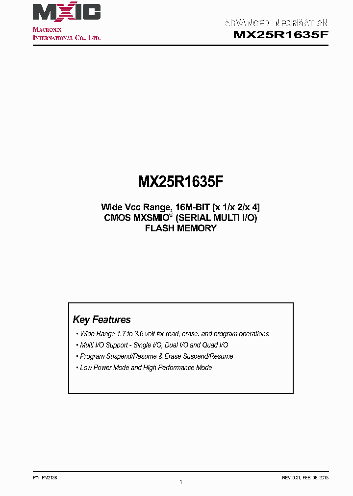 MX25R1635F_8244120.PDF Datasheet