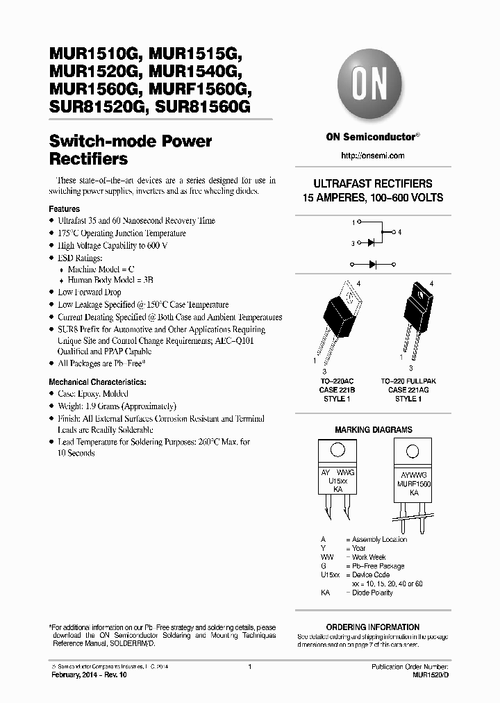 MUR1540G_8249195.PDF Datasheet