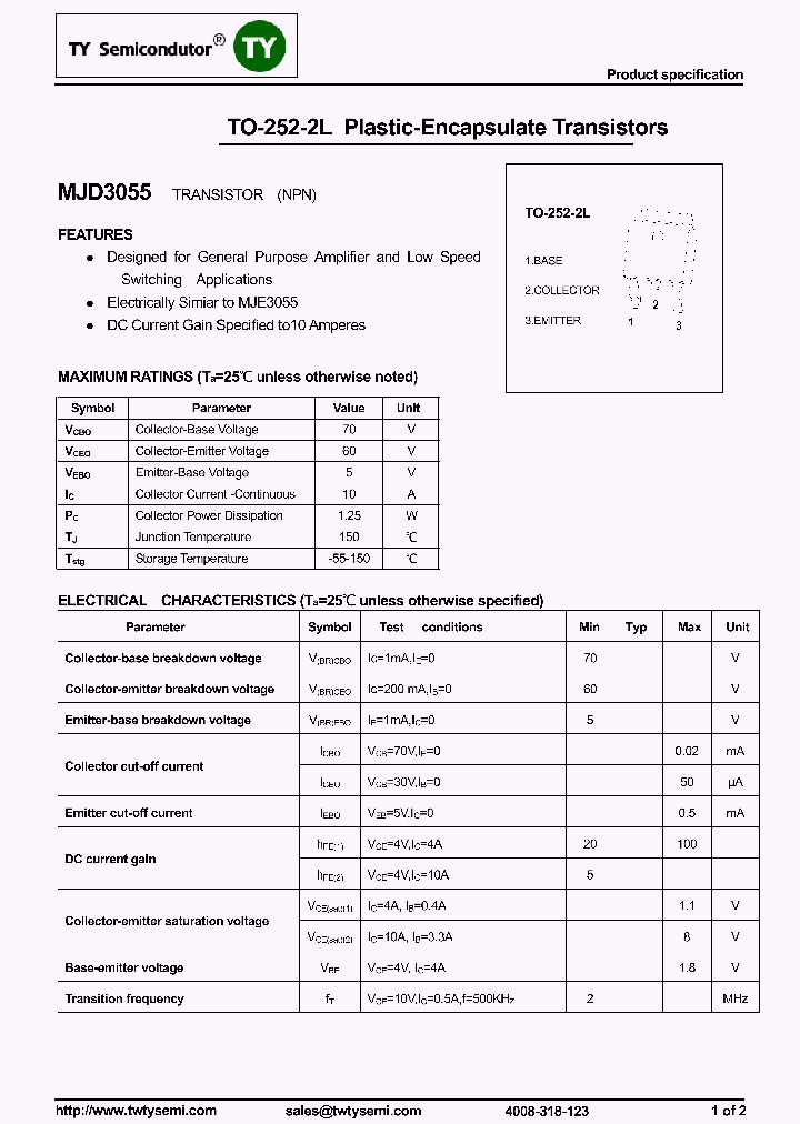 MJD3055-TO252-2L_8254517.PDF Datasheet