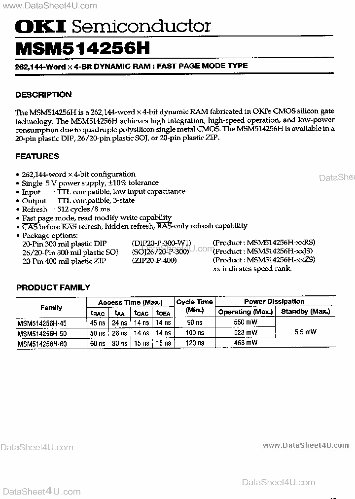 MSM514256H_7860997.PDF Datasheet