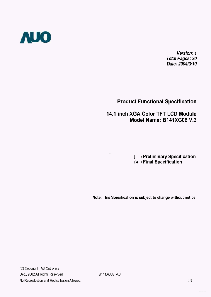 B141XG08-V3_7863059.PDF Datasheet