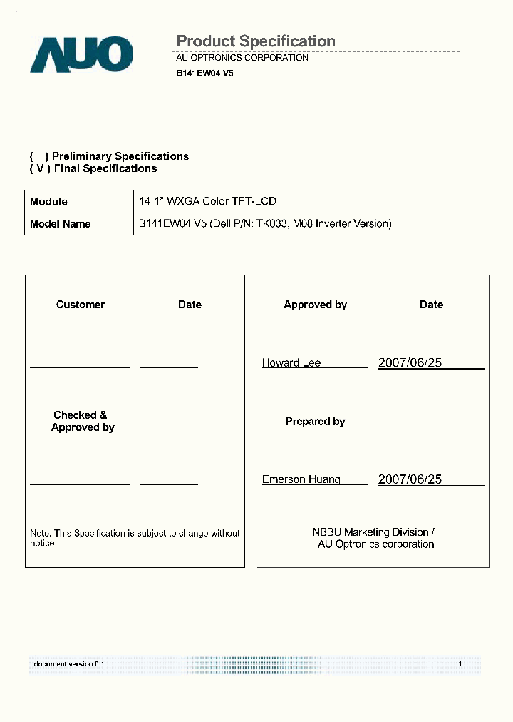 B141EW04V5_7868426.PDF Datasheet