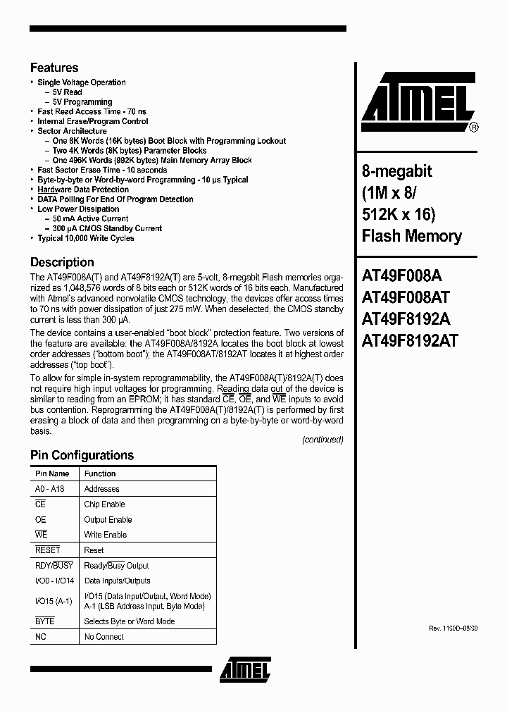 AT49F8192A-12CC_8281097.PDF Datasheet