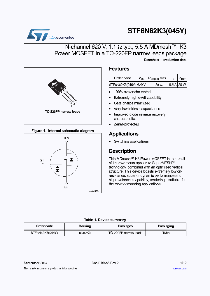 STF6N62K3045Y_8286456.PDF Datasheet