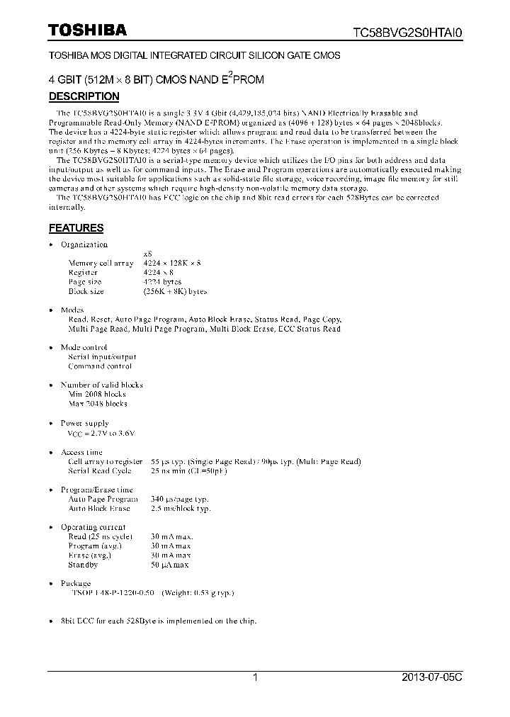 TC58BVG2S0HTAI0_8287378.PDF Datasheet