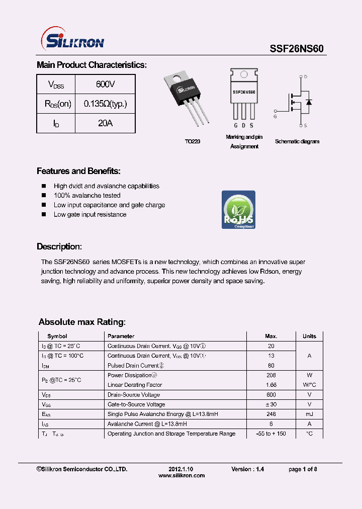 SSF26NS60_8293628.PDF Datasheet