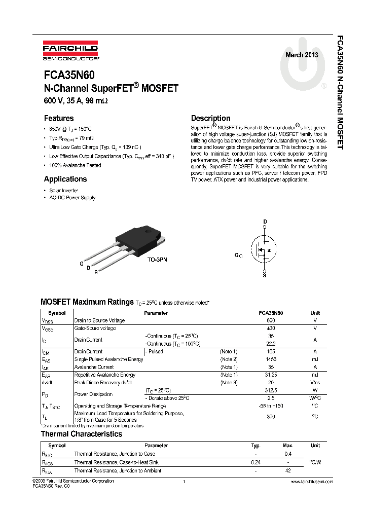 FCA35N60_8298701.PDF Datasheet