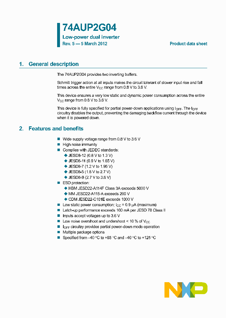 74AUP2G04GN_8300288.PDF Datasheet