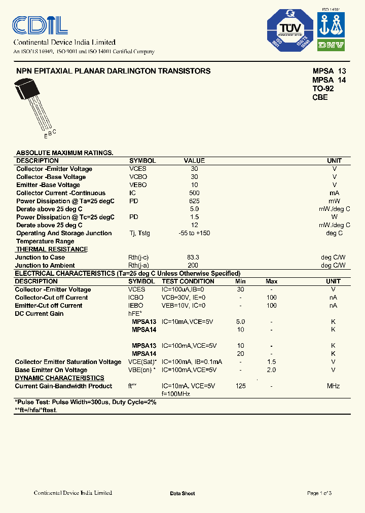 MPSA13_8301628.PDF Datasheet