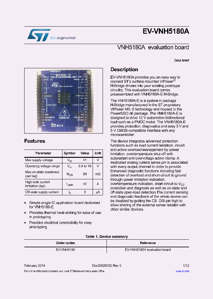 EV-VNH5180A_8302669.PDF Datasheet