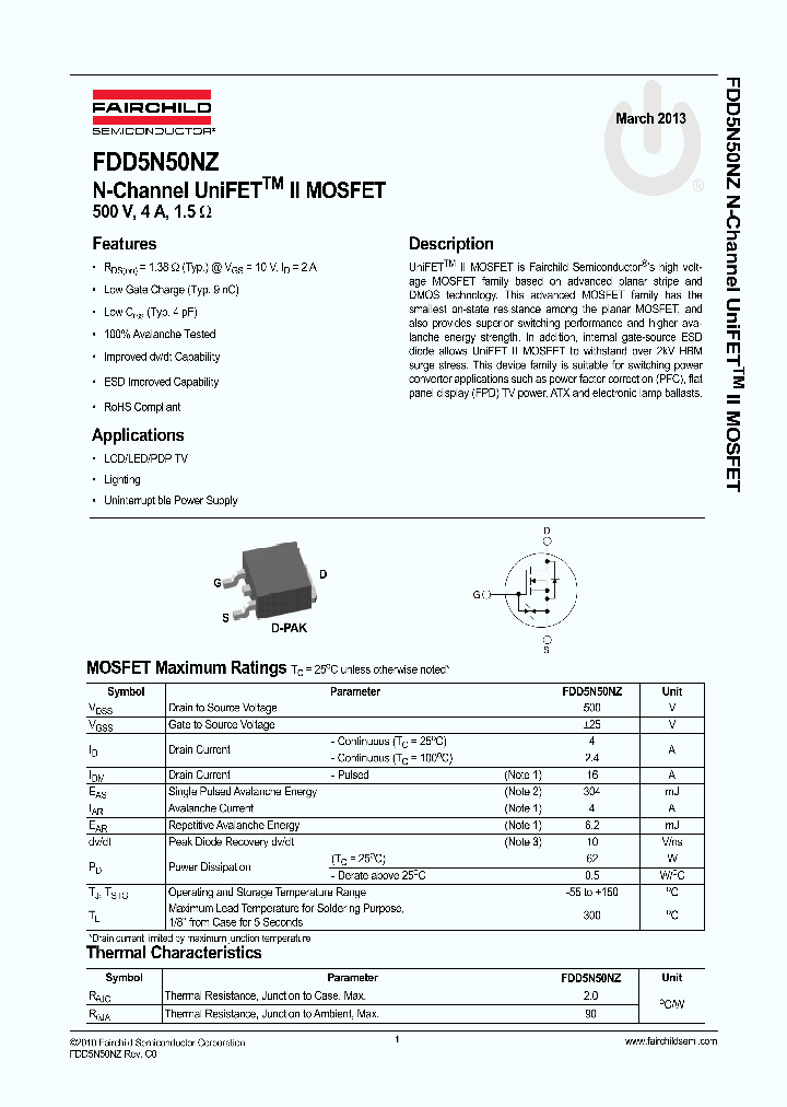 FDD5N50NZ_8327714.PDF Datasheet