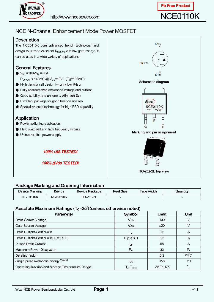 NCE0110K_8332573.PDF Datasheet