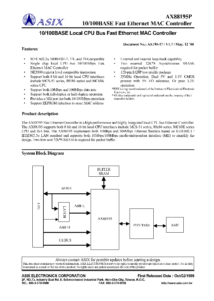 AX88195P_8333333.PDF Datasheet