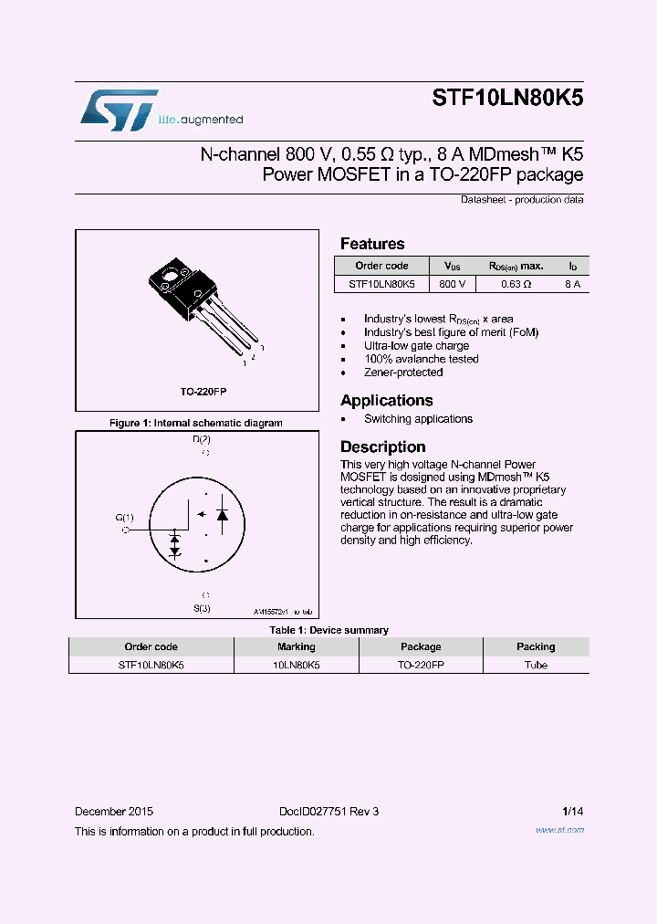 STF10LN80K5_8335067.PDF Datasheet