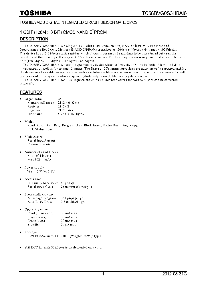 TC58BVG0S3HBAI6_8338114.PDF Datasheet