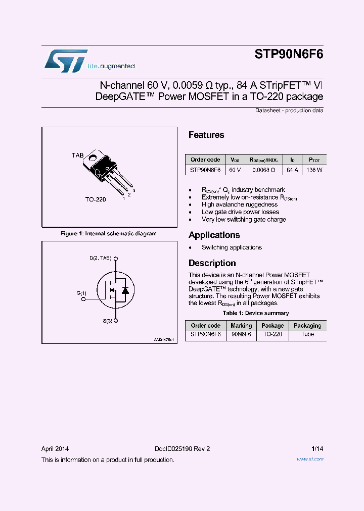 STP90N6F6_8348610.PDF Datasheet