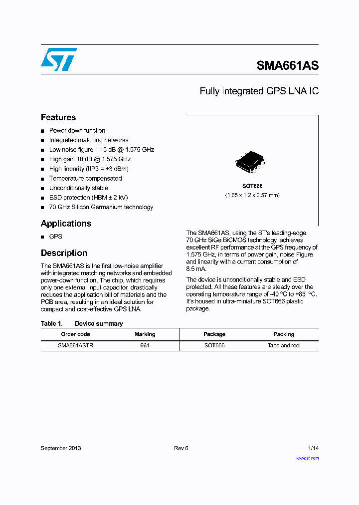 SMA661ASTR_8350787.PDF Datasheet