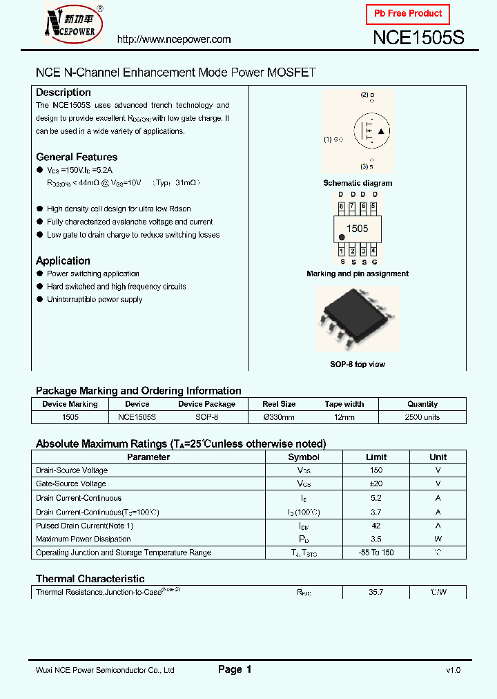 NCE1505S_8360053.PDF Datasheet