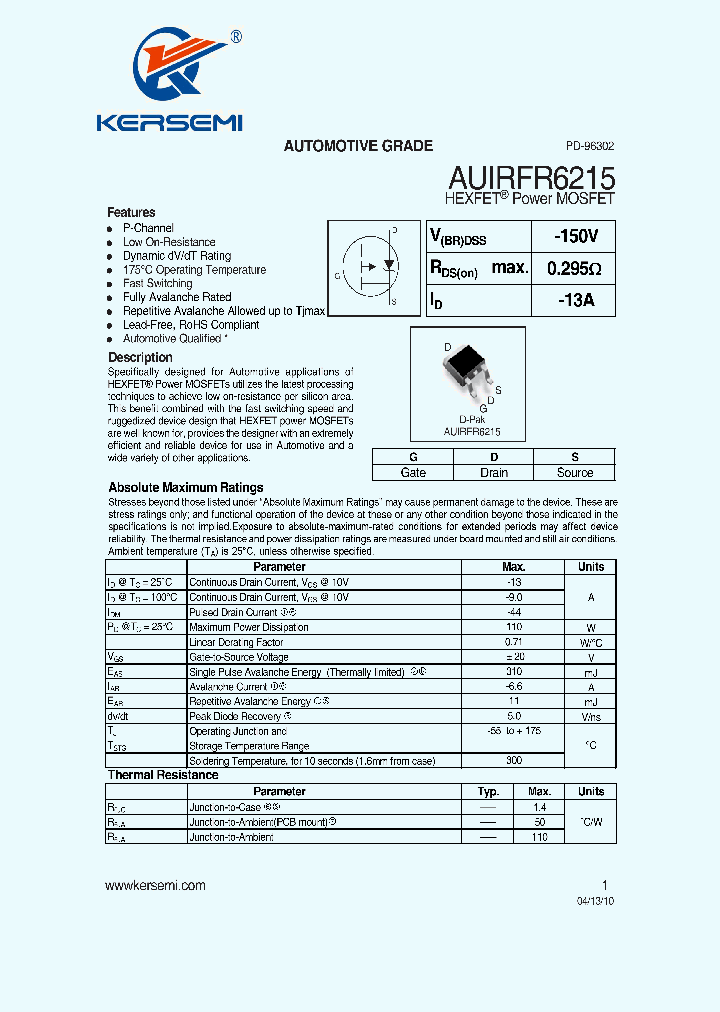 AUIRFR6215_8372820.PDF Datasheet