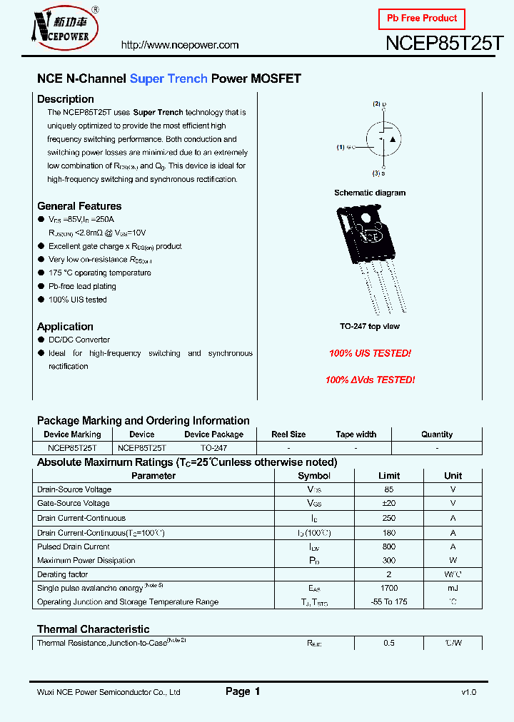 NCEP85T25T_8373895.PDF Datasheet