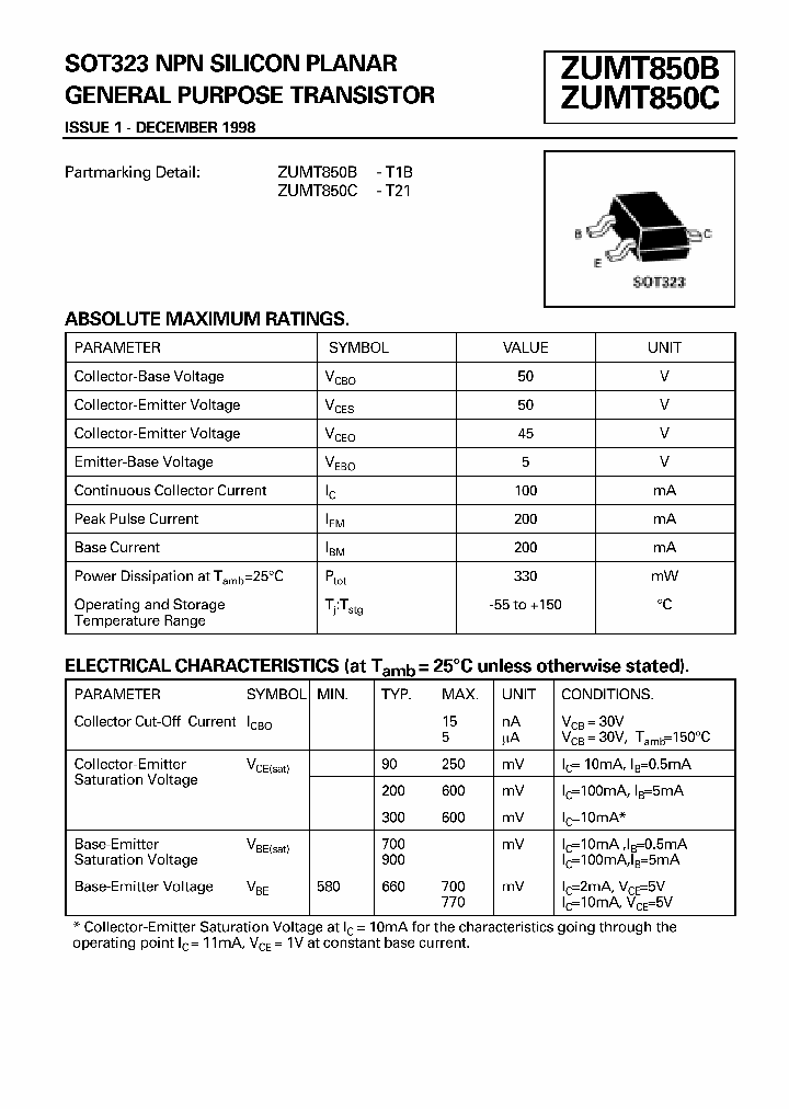 ZUMT850B_8389546.PDF Datasheet