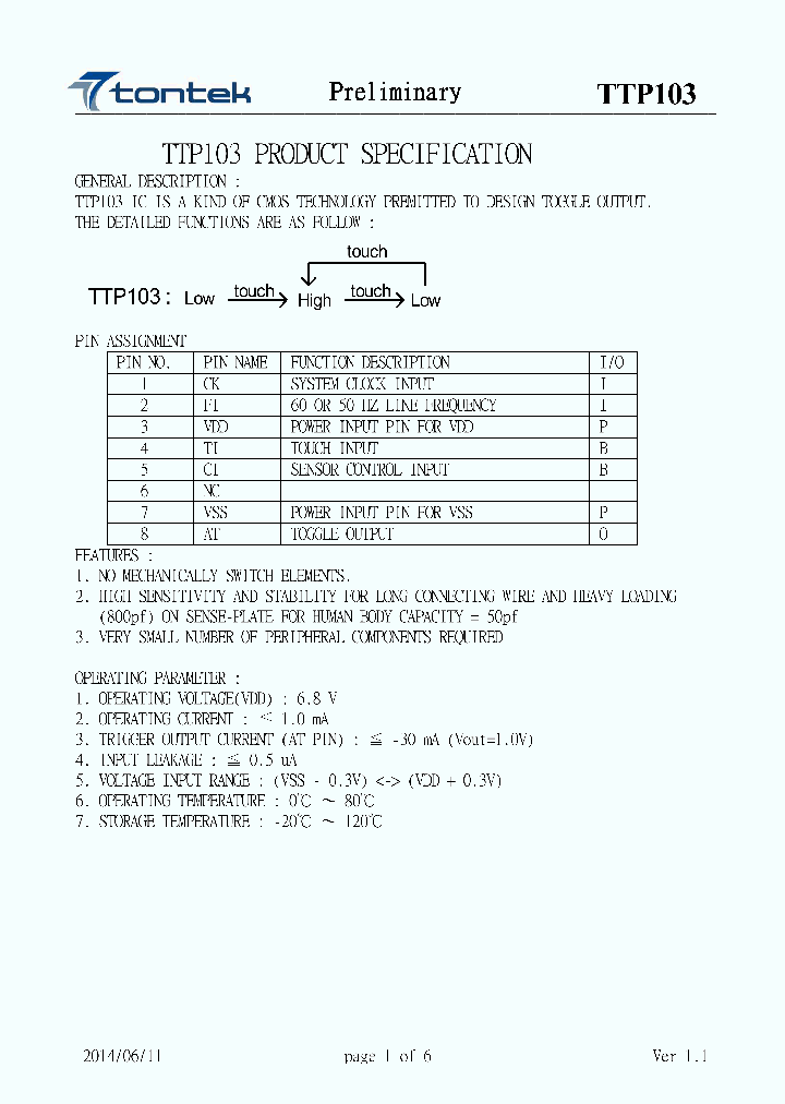 TTP103S_8442812.PDF Datasheet