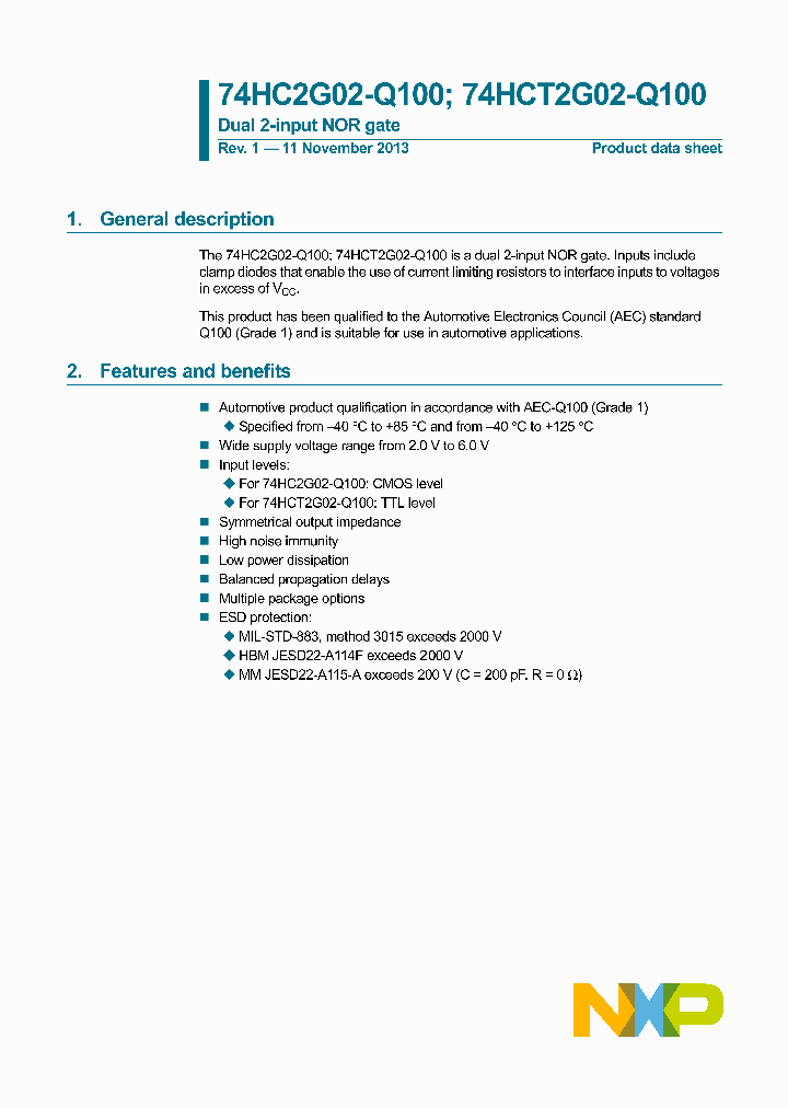 74HC2G02DP-Q100_8481933.PDF Datasheet