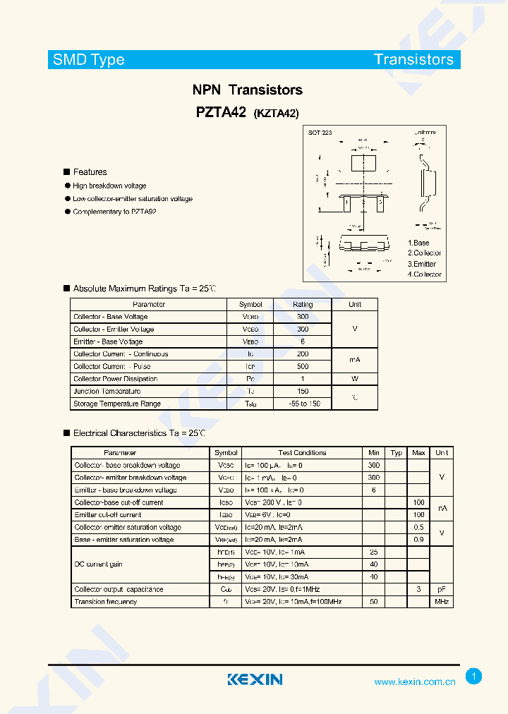 PZTA42-15_8487621.PDF Datasheet