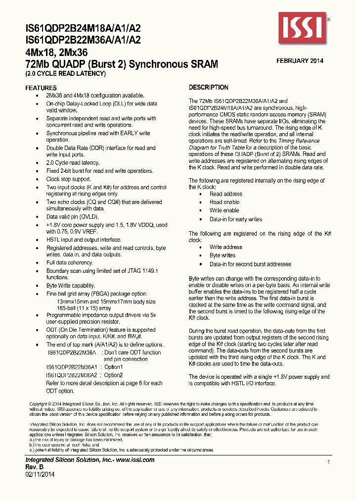 IS61QDP2B22M36A2_8550205.PDF Datasheet
