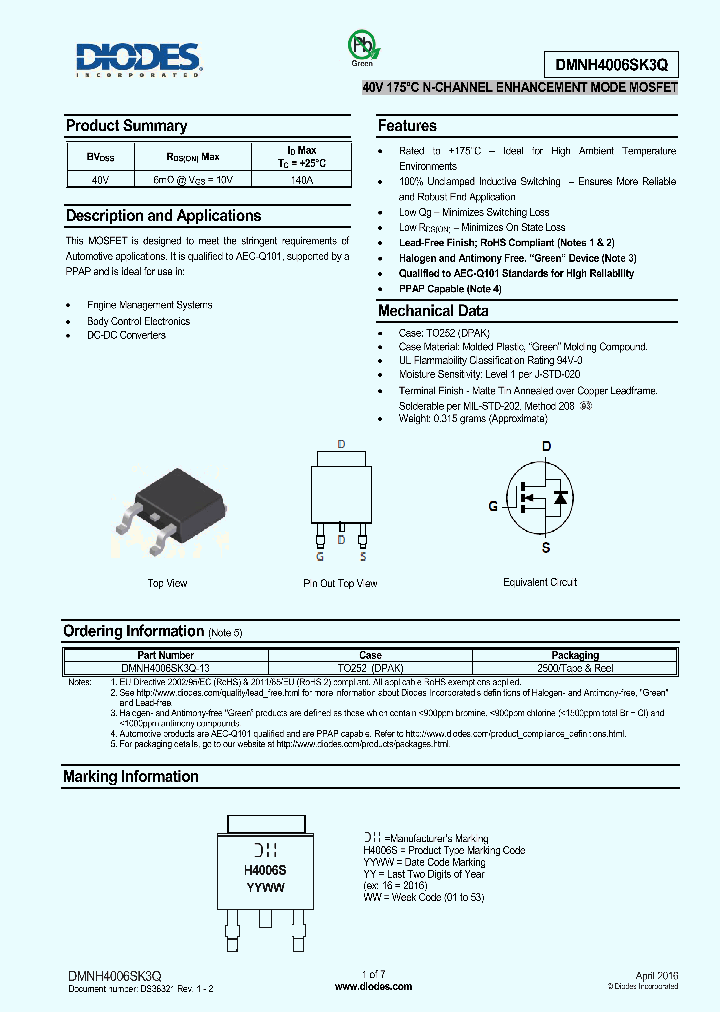 DMNH4006SK3Q-13_8580314.PDF Datasheet