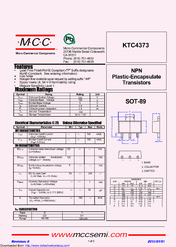 KTC4373-Y_8584290.PDF Datasheet