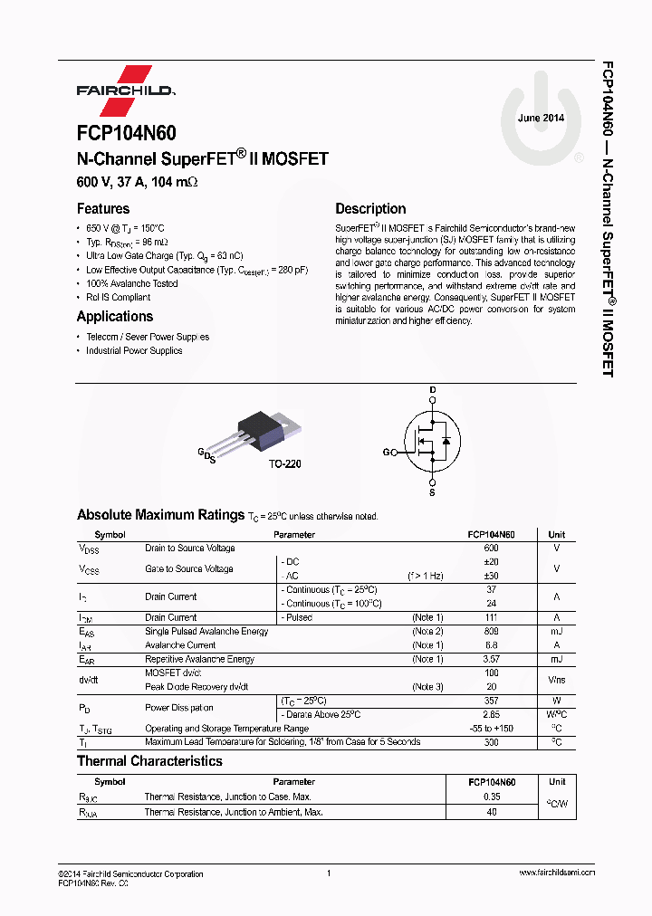 FCP104N60_8594138.PDF Datasheet