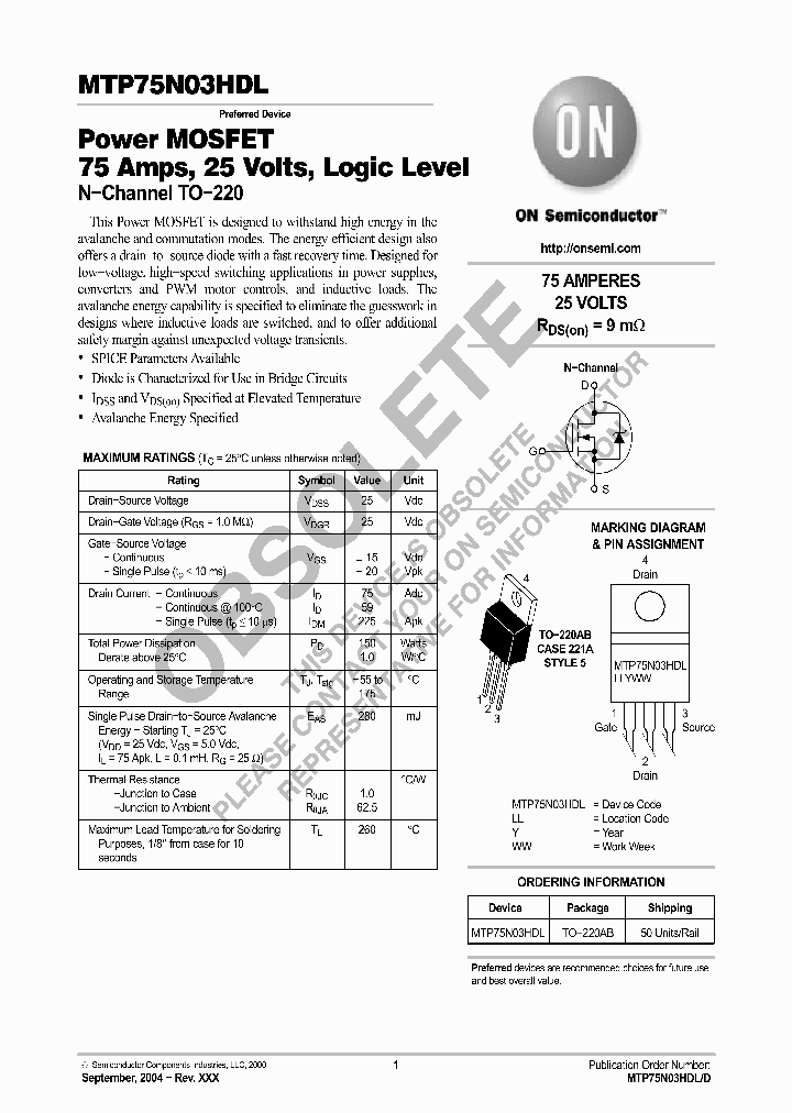 MTP75N03HDL_8626402.PDF Datasheet