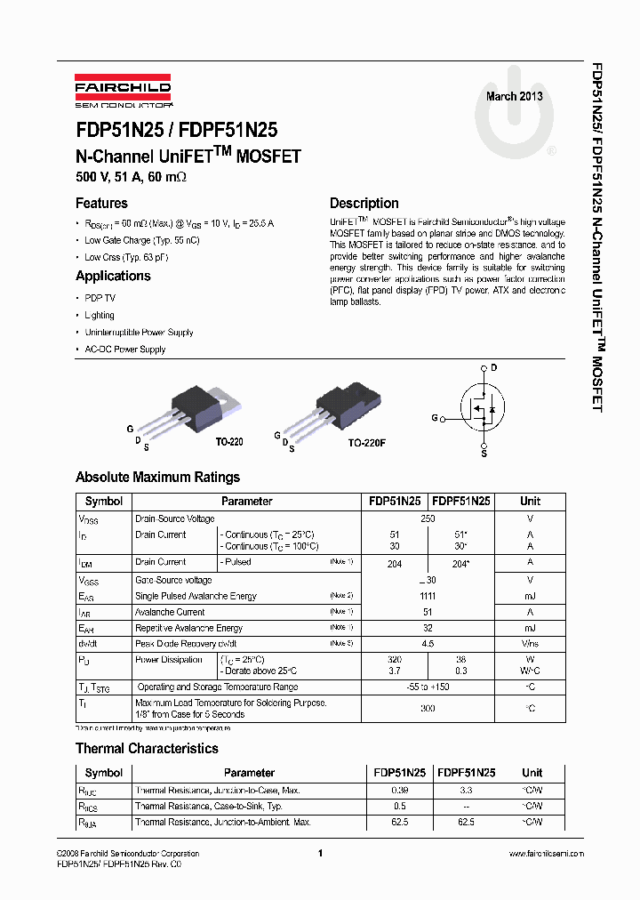 FDPF51N25_8635267.PDF Datasheet