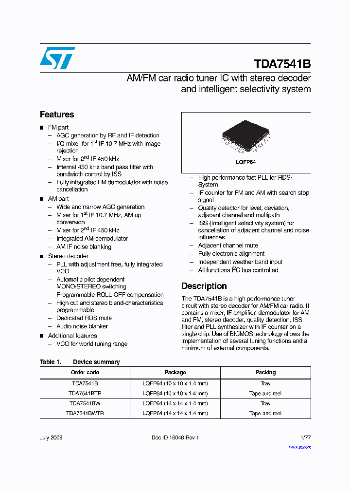 TDA7541B_8643697.PDF Datasheet