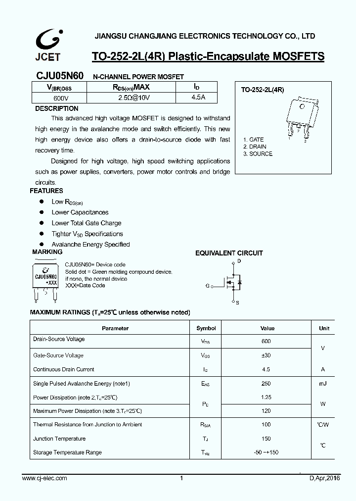 CJU05N60_8692416.PDF Datasheet