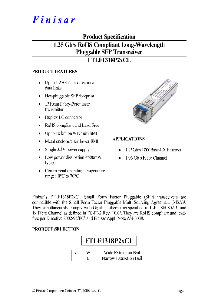 FTLF1318P2CL_8693811.PDF Datasheet