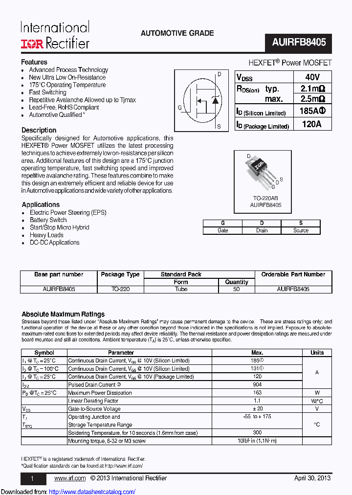 AUIRFB8405_8696091.PDF Datasheet