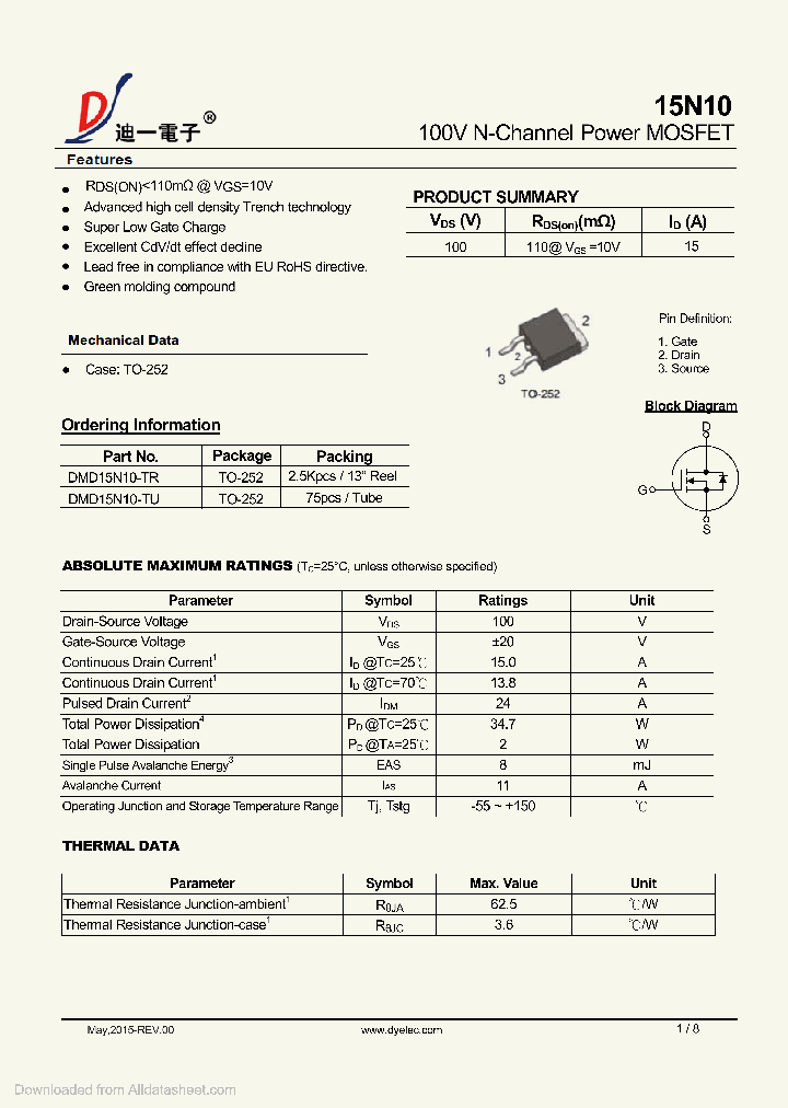 DMD15N10-TU_8714322.PDF Datasheet