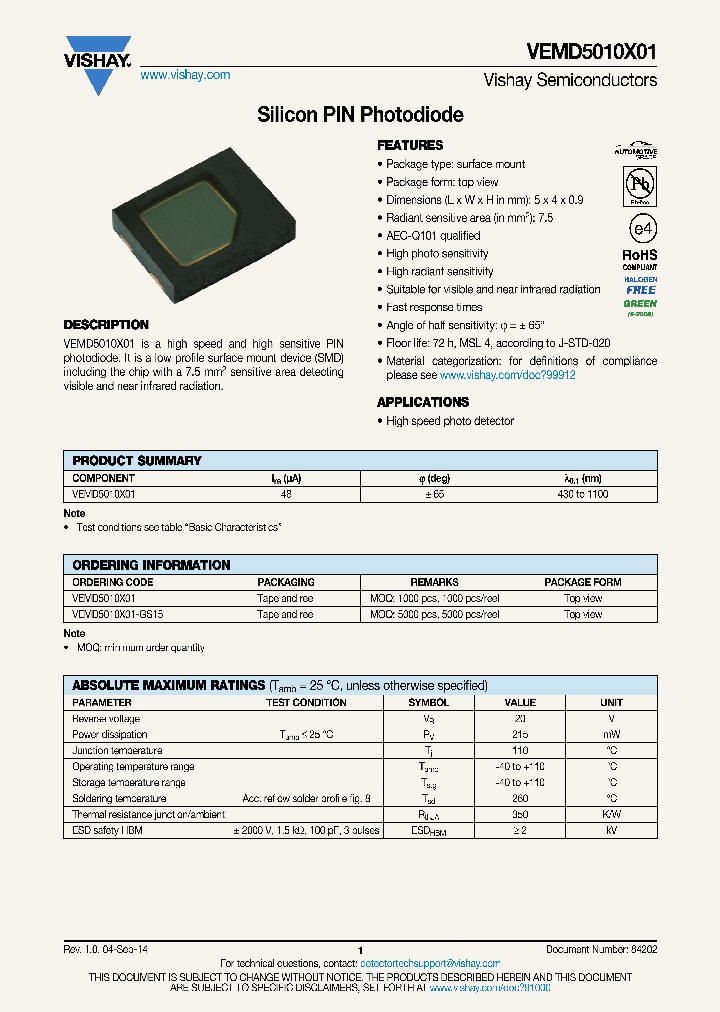 VEMD5010X01_8739704.PDF Datasheet