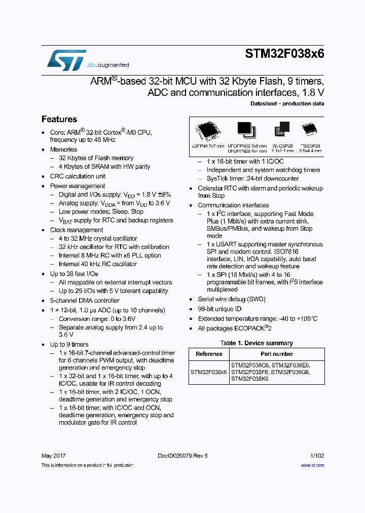 STM32F038E6_8753077.PDF Datasheet