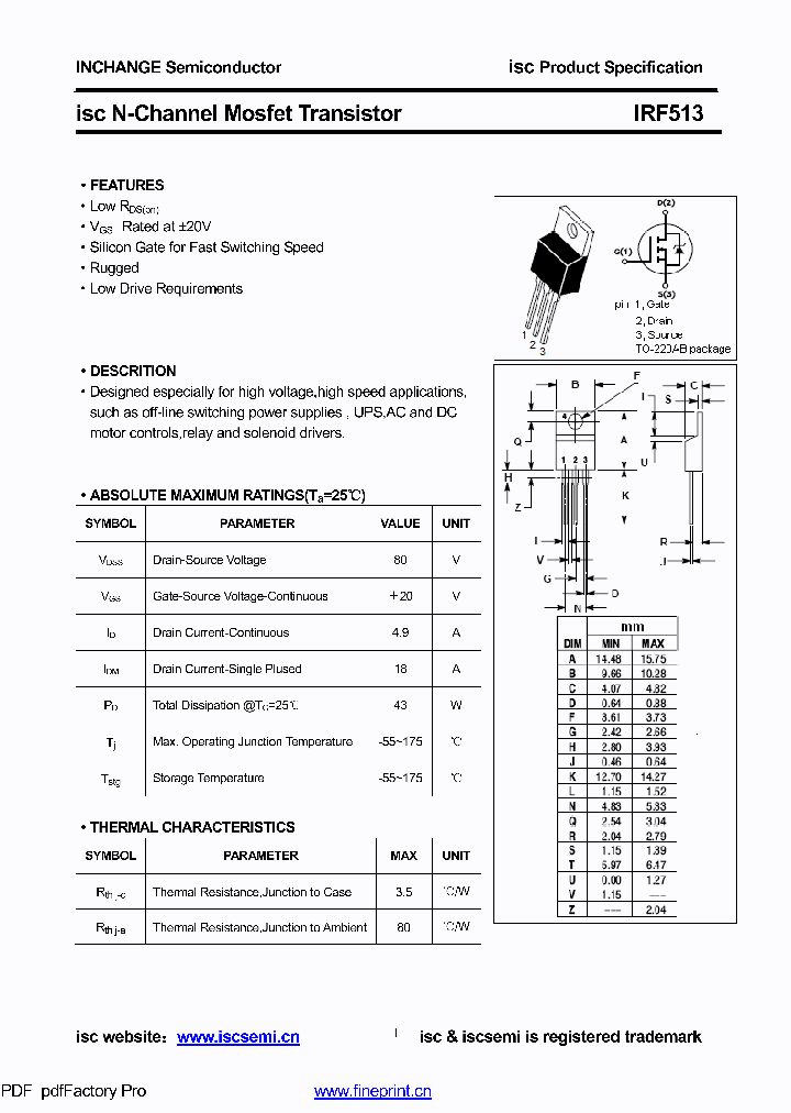 IRF513_8764719.PDF Datasheet