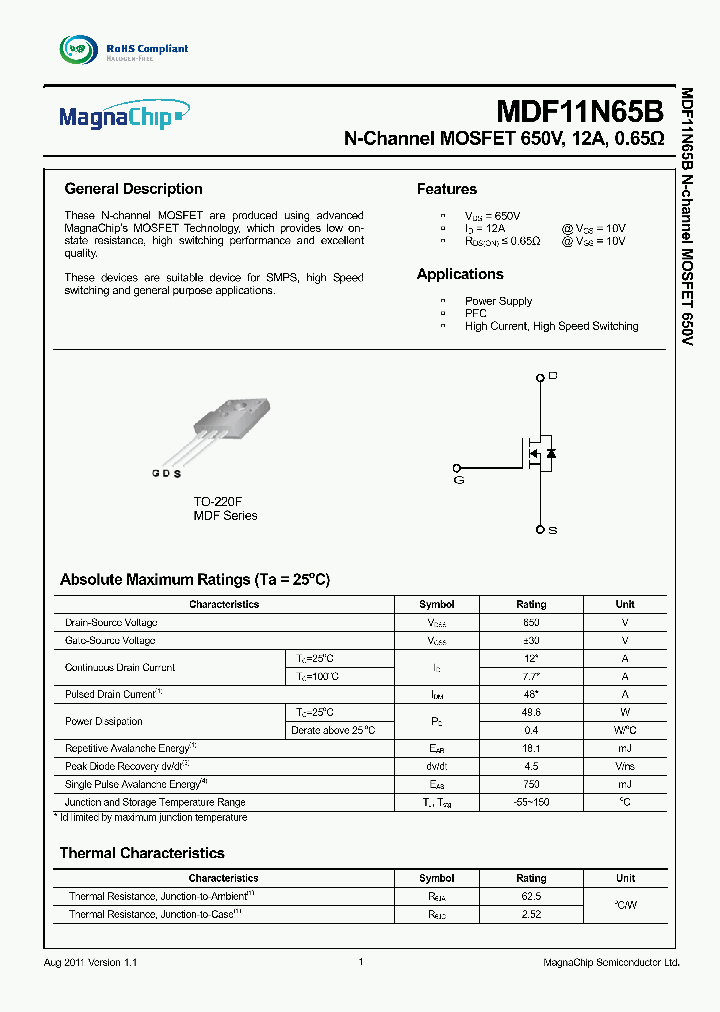 MDF11N65B_8783450.PDF Datasheet