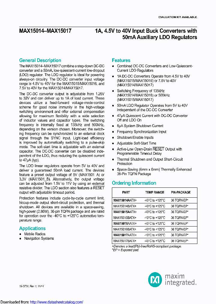 MAX15015AATX_8807294.PDF Datasheet