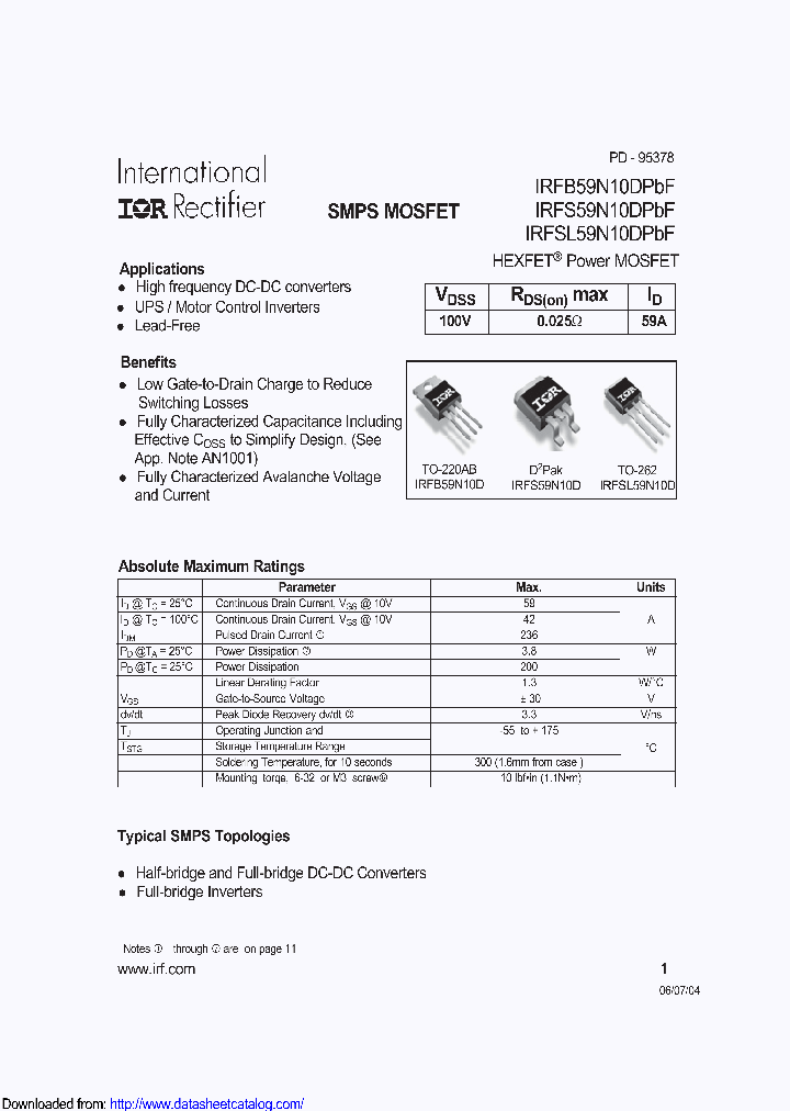 IRFS59N10DTRLP_8837687.PDF Datasheet
