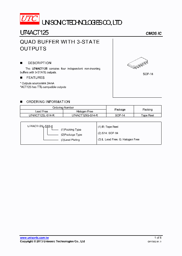 U74ACT125G-S14-R_8842573.PDF Datasheet