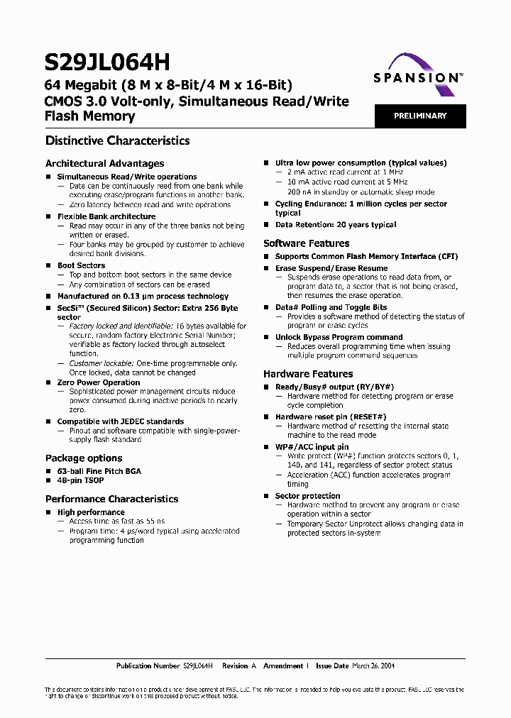 S29JL064H90TFI003_8852327.PDF Datasheet